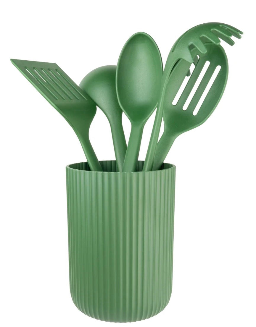 Greenworks 5 Piece Utensil Set & Pot Green