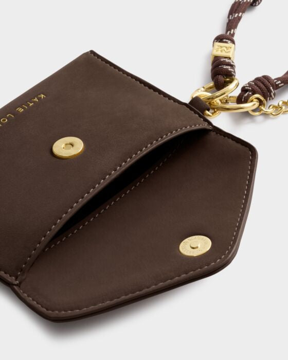 Katie Loxton Cord Purse Bitter Chocolate Suedette