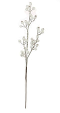 Christmas Hawthorn Berry Stem Glittered White