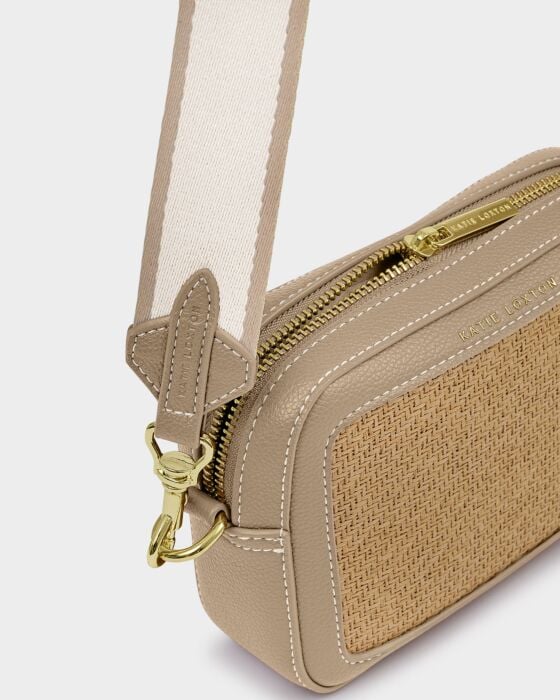 Katie Loxton Avery Raffia Small Crossbody Bag Natural Raffia/Light Taupe