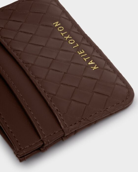 Katie Loxton Nova Woven Texture Cardholder Chocolate Woven