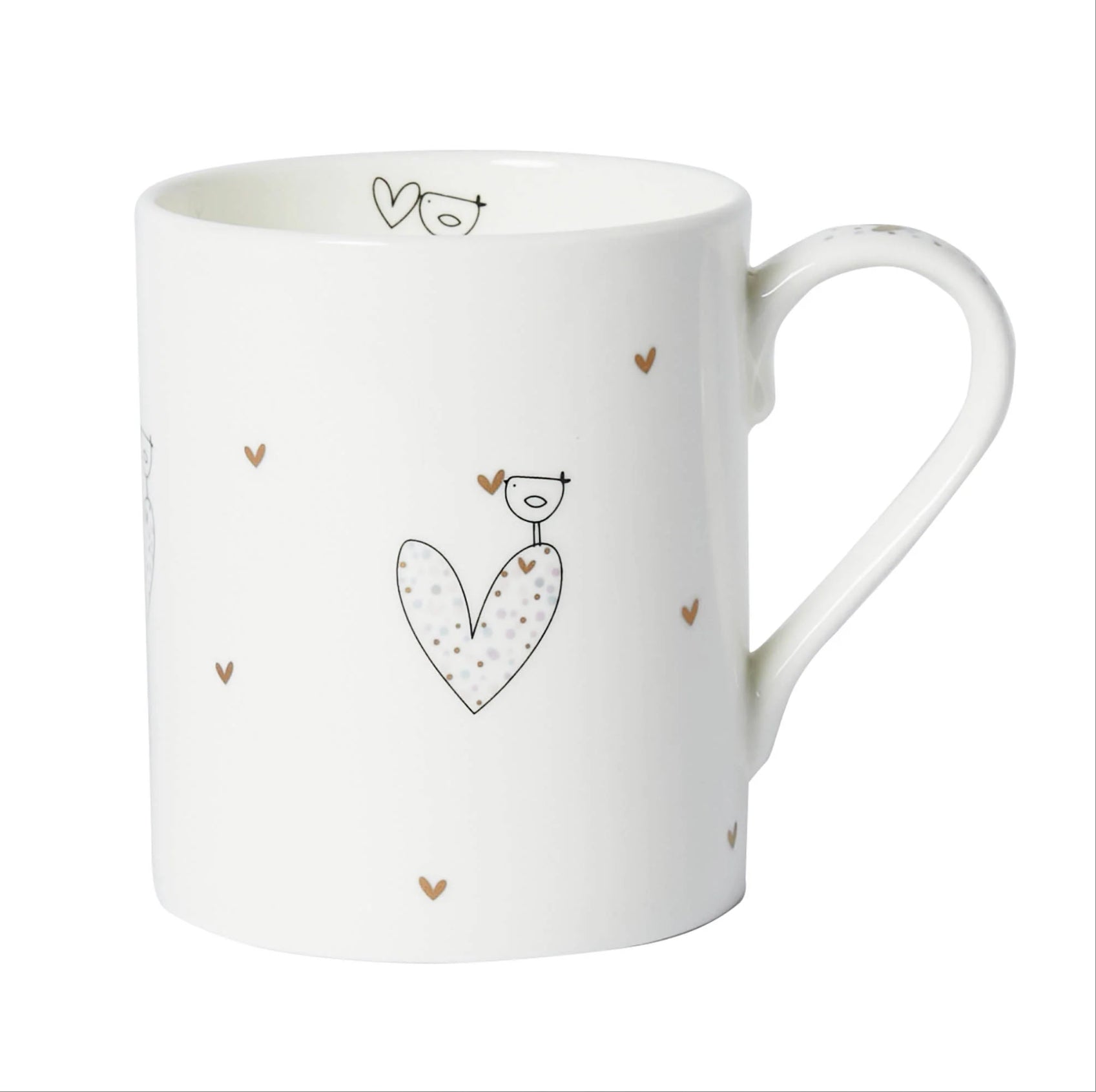 Belly Button Bird And Heart Fine Bone Mug