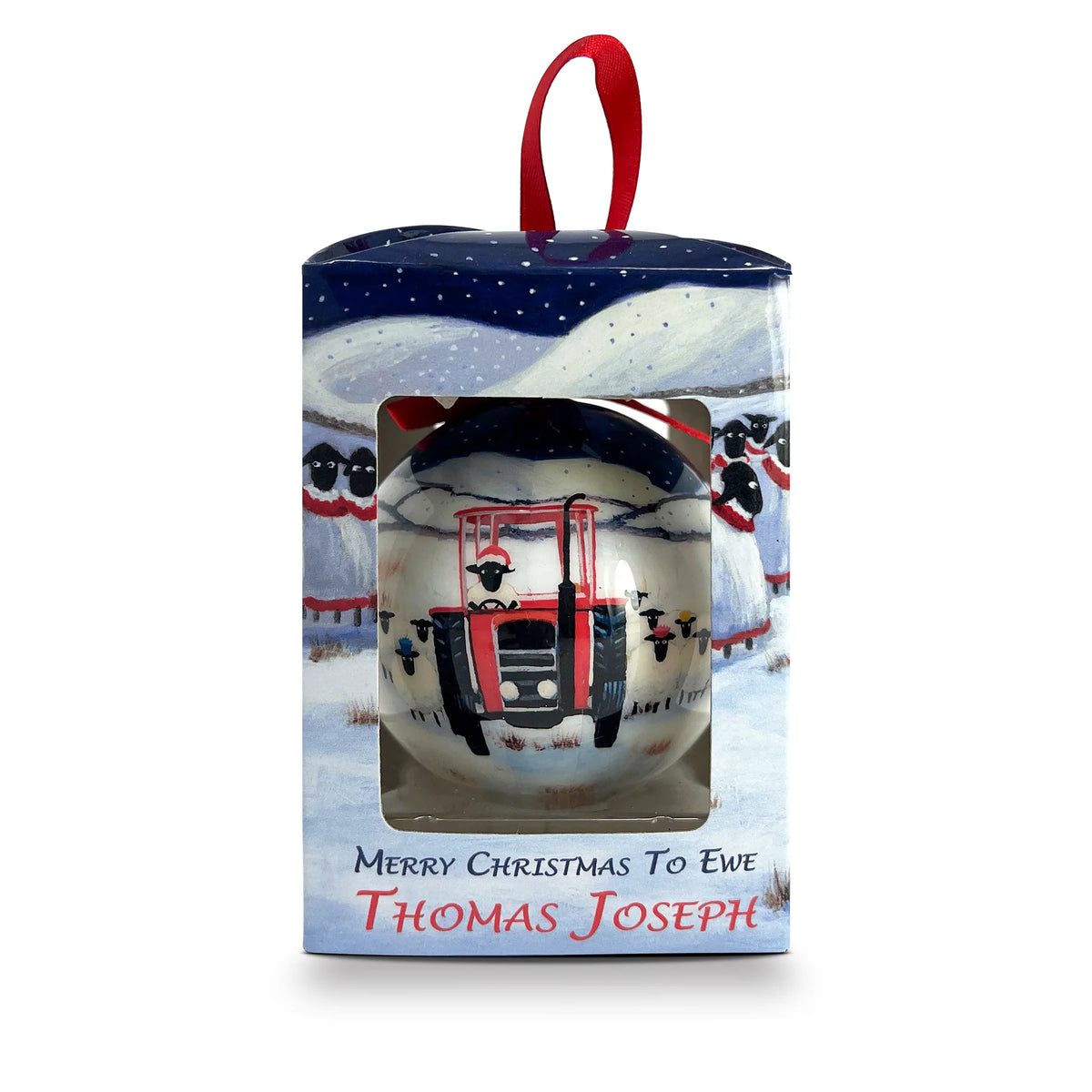 Thomas Joseph Christmas Bauble, ‘ Tractor Snow’