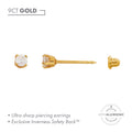 Inverness 9ct Gold Long Post CZ 3mm