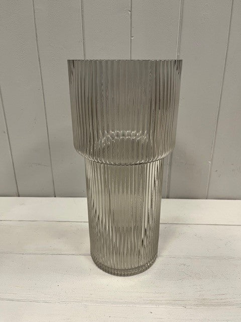 Satchville Smokey Brown Tall Glass Ribber Vase