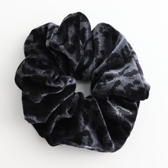 Pure Fashions Leopard Print Velvet Scrunchie Navy