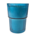 Large Ridged Glass Candle Garden Blooms Blue