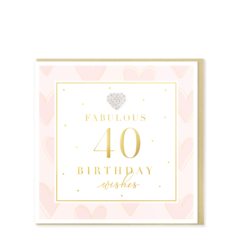 Hearts Design Mad Dots Fabulous 40 Birthday Wishes Greetings Card