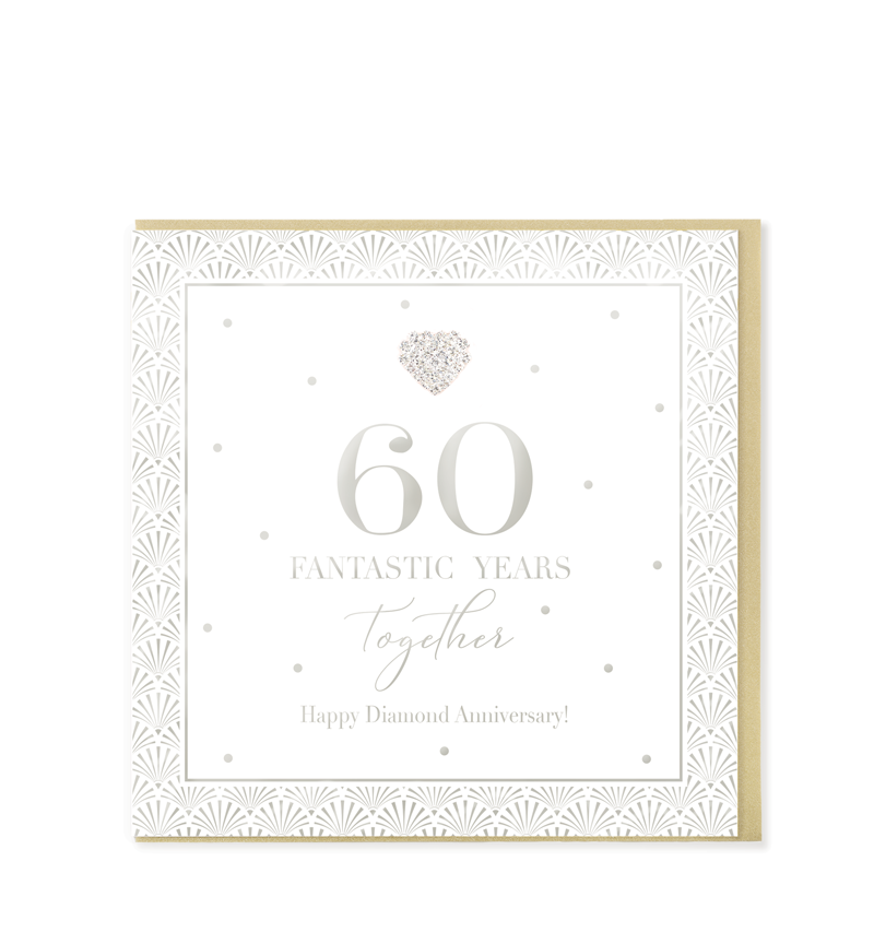 Hearts Designs 60 Fantastic Years Together Diamond Greeting Card