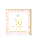 Hearts Designs Mad Dots Fabulous 50 Birthday Wishes Greetings Card