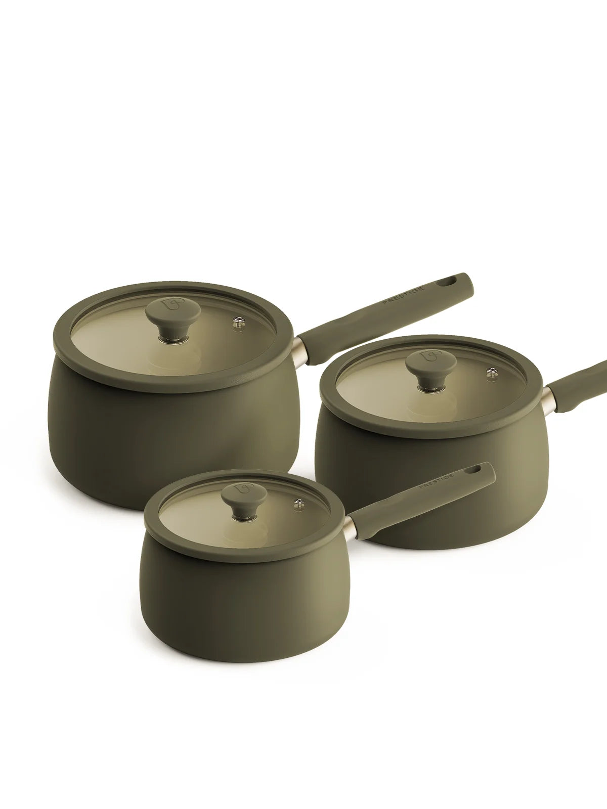 Prestige Ceramic Edition 3 Piece Saucepan Set, Urban Olive