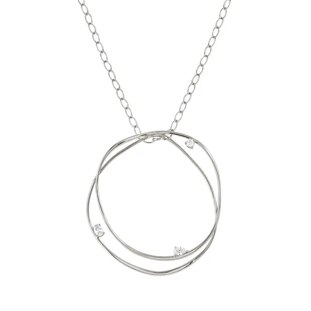 LONG NECKLACE MY REBEL ART BIG CIRCLE PENDANT COLLECTION MY REBEL ART Long silver necklace with large pendant with Cubic Zirconia 242821/010