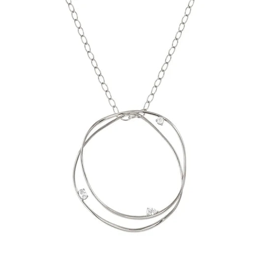 LONG NECKLACE MY REBEL ART BIG CIRCLE PENDANT COLLECTION MY REBEL ART Long silver necklace with large pendant with Cubic Zirconia 242821/010