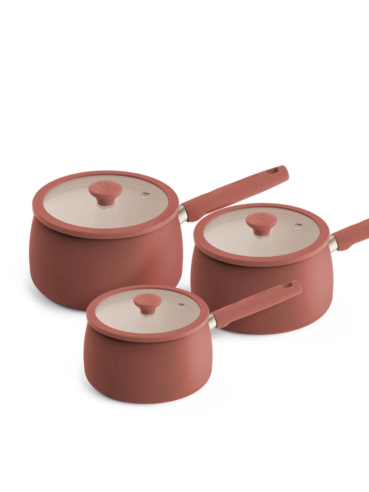 Prestige Ceramic Edition 3 Piece Saucepan Set , Earth Rose