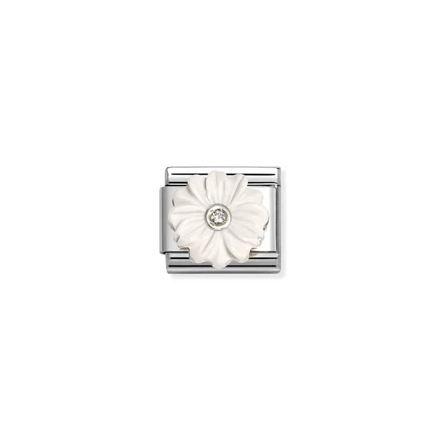NOMINATION COMPOSABLE CLASSIC LINK FLOWER, WHITE STONE