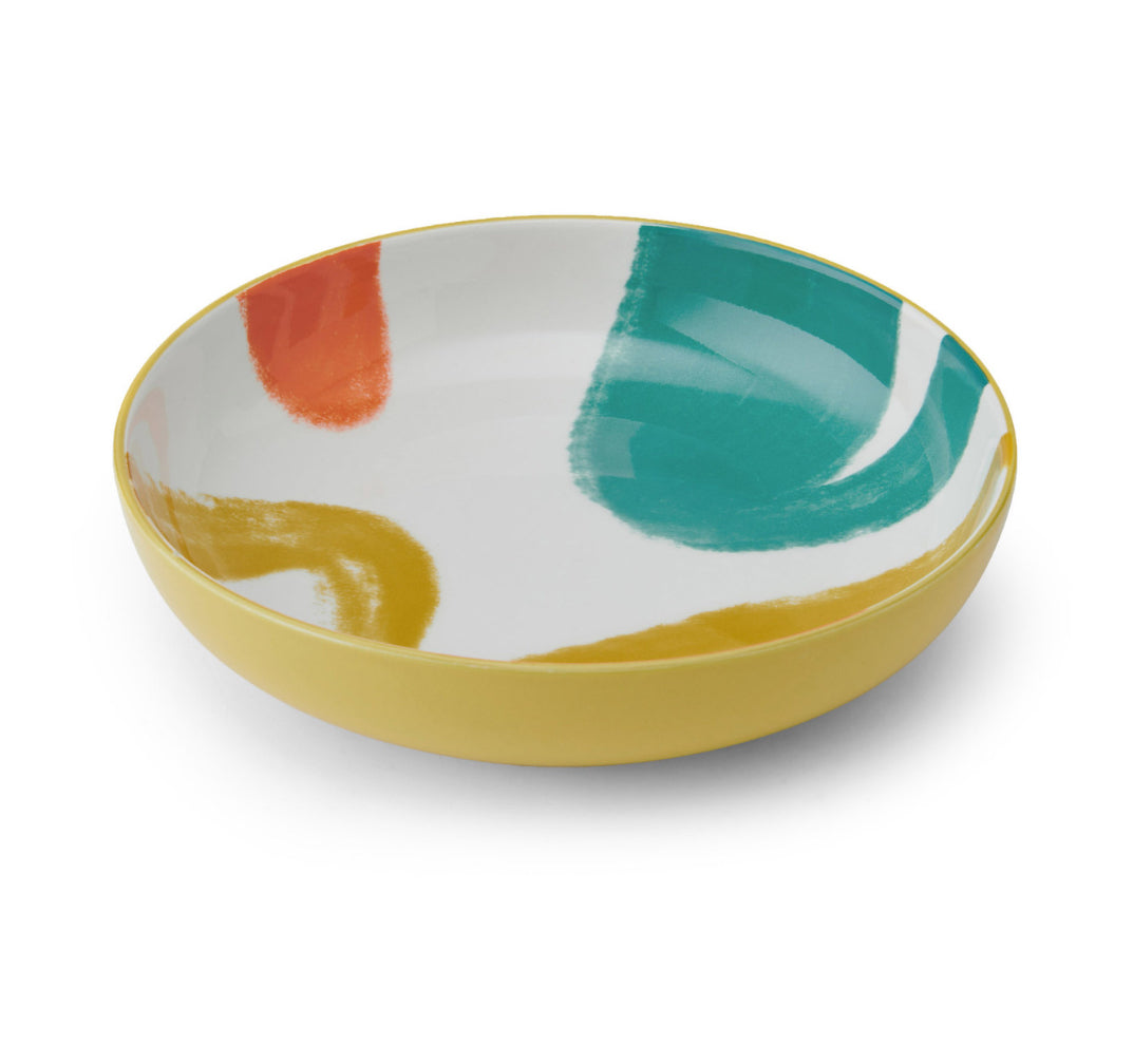 Mikasa Bowl Stoneware Yellow Abstract Pattern 21cm