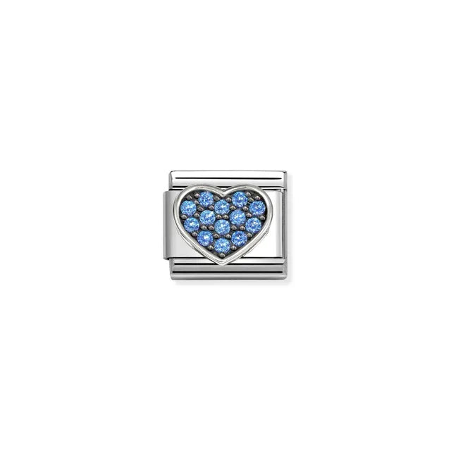 Nomination Link Heart Blue Stones