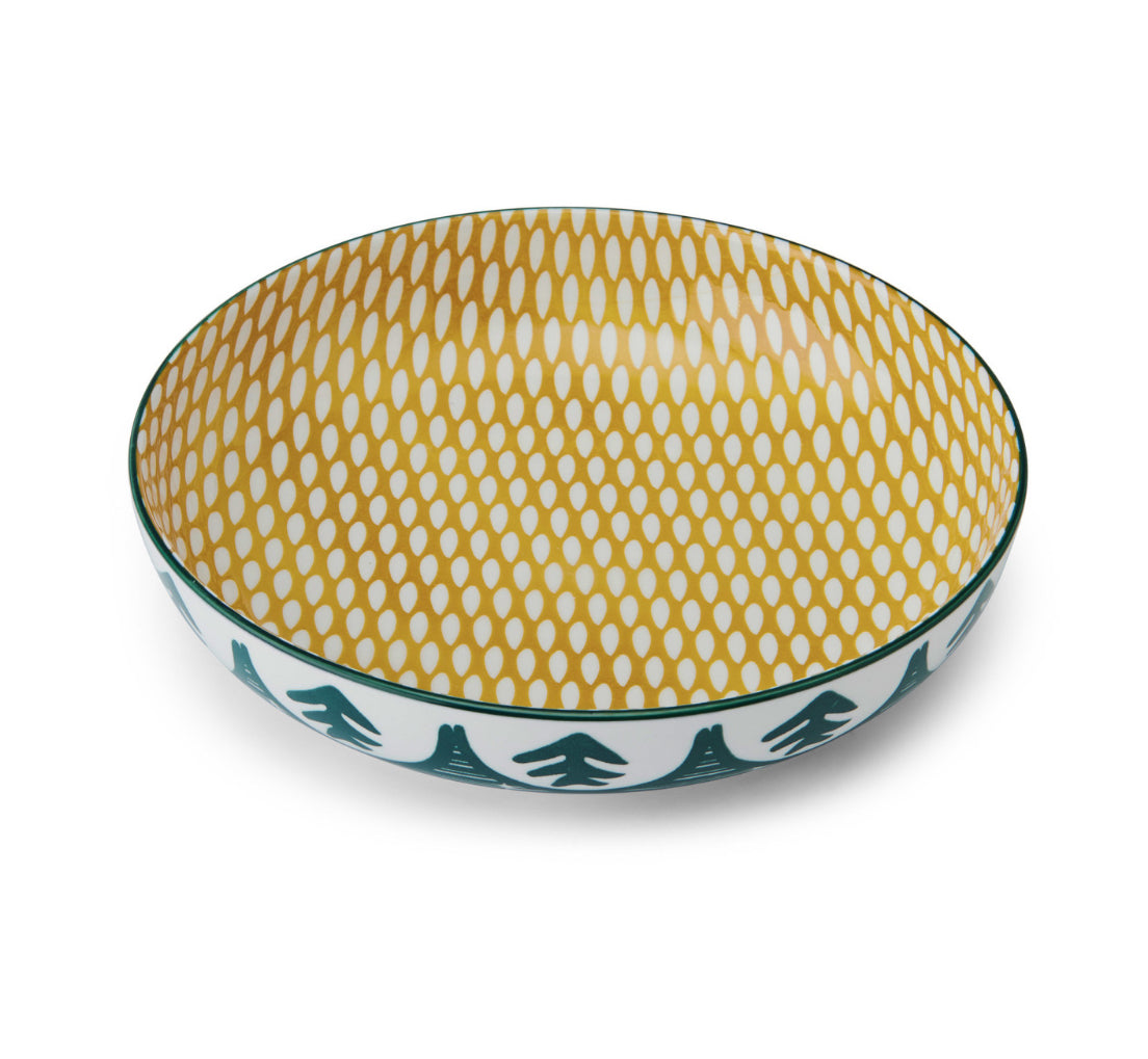 Mikasa Bowl Stoneware Green Leafy Pattern 21cm