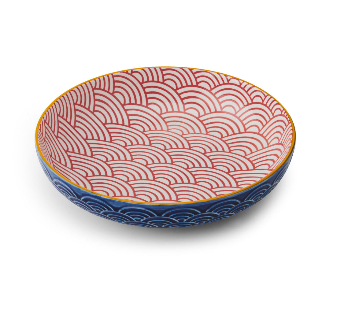 Mikasa Blue Arched Pattern Stoneware Bowl 21cm