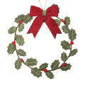 Christmas Felt Holly Wreath With Bow Green