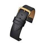 Watch Strap Black Buffalo Grain Gold Buckle 20mm