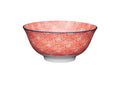 KitchenCraft Bowl Ceramic Red Floral and Blue Edge 16cm