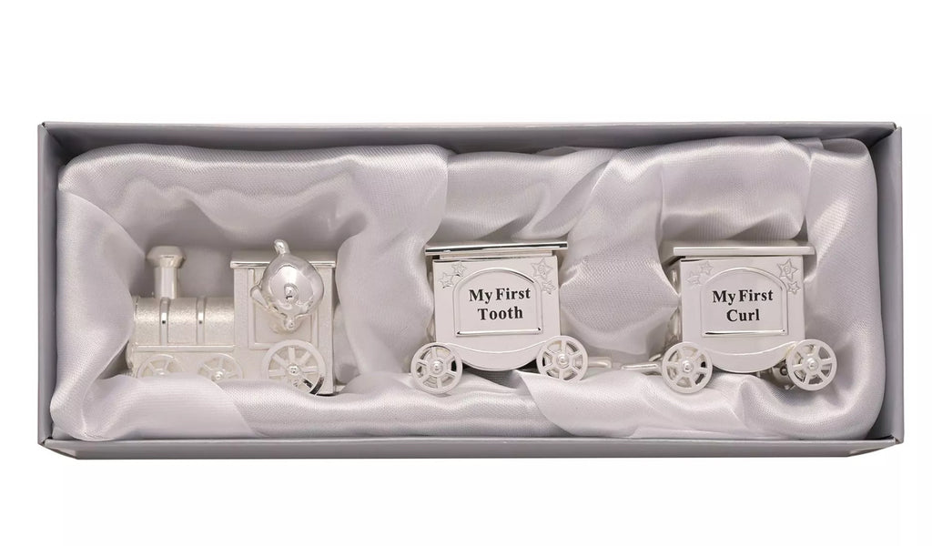 Silverplated First Tooth And Curl Train Set With Two Carriages