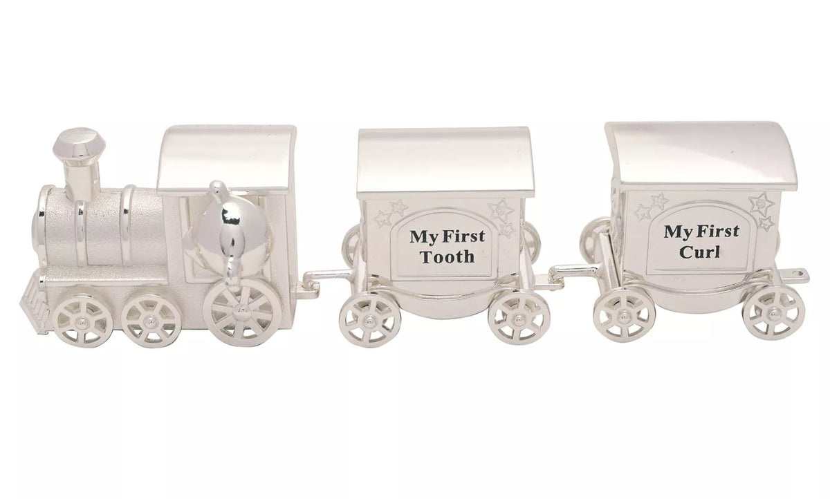 Silverplated First Tooth And Curl Train Set With Two Carriages