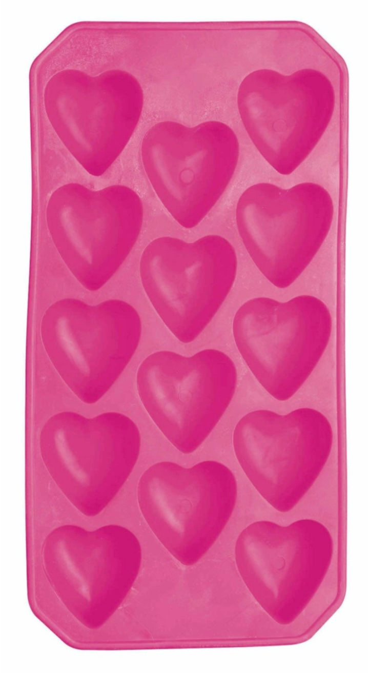 BarCraft Ice Cube Tray Flexible Heart Shaped Pink
