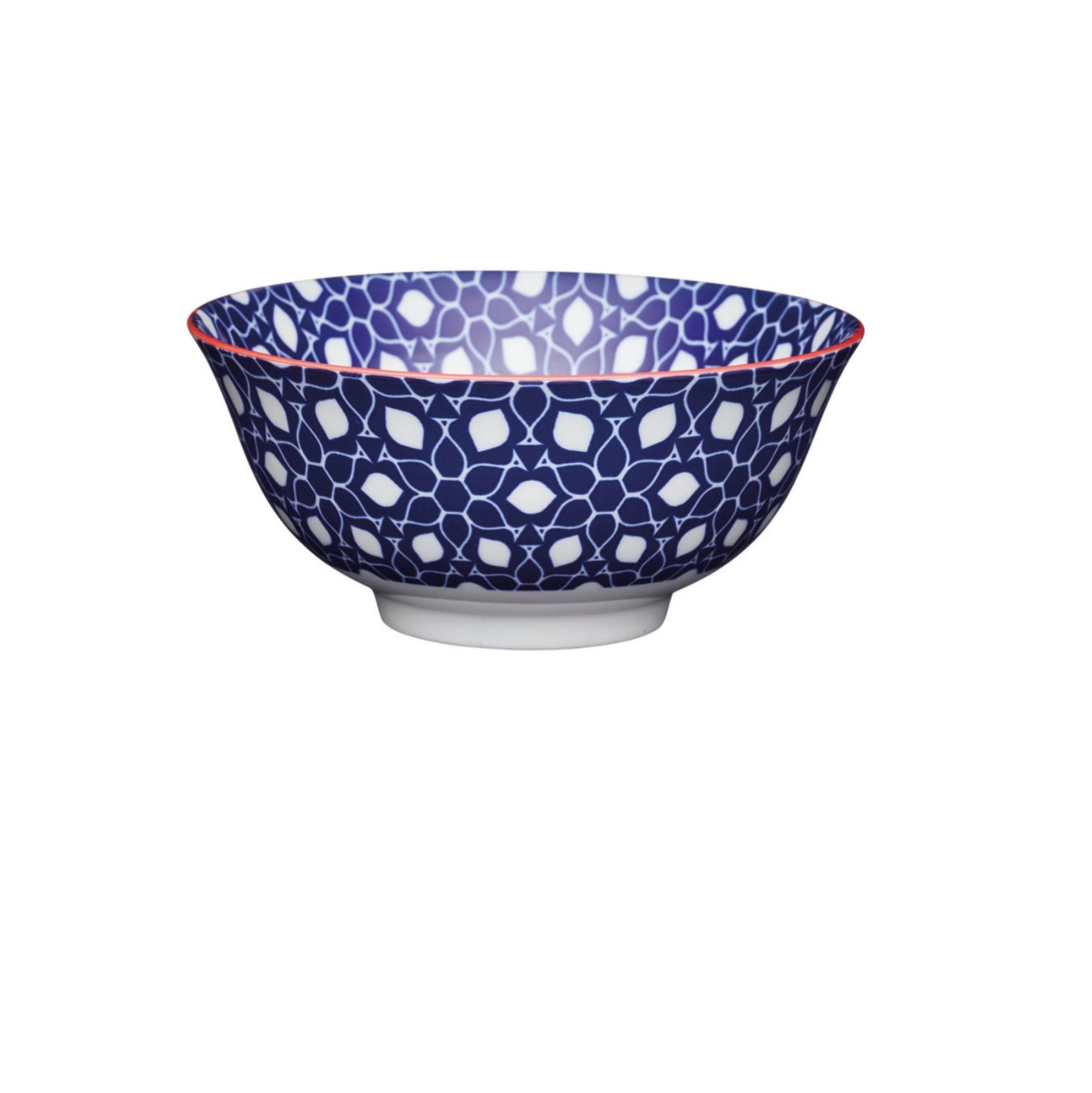 KitchenCraft Bowl Ceramic Blue Floral Geometric Print 16cm