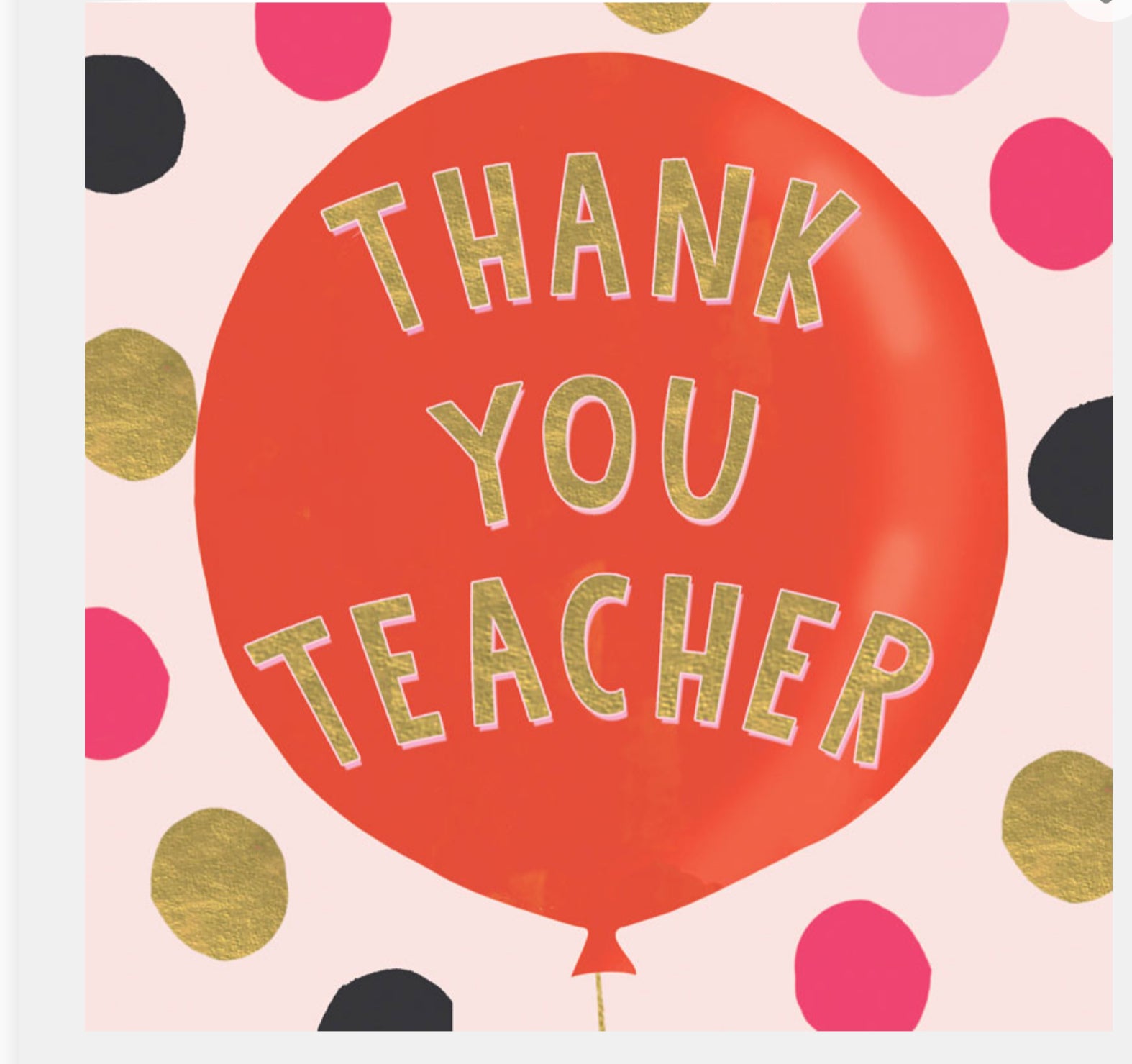 Thank You Teacher Card Balloon