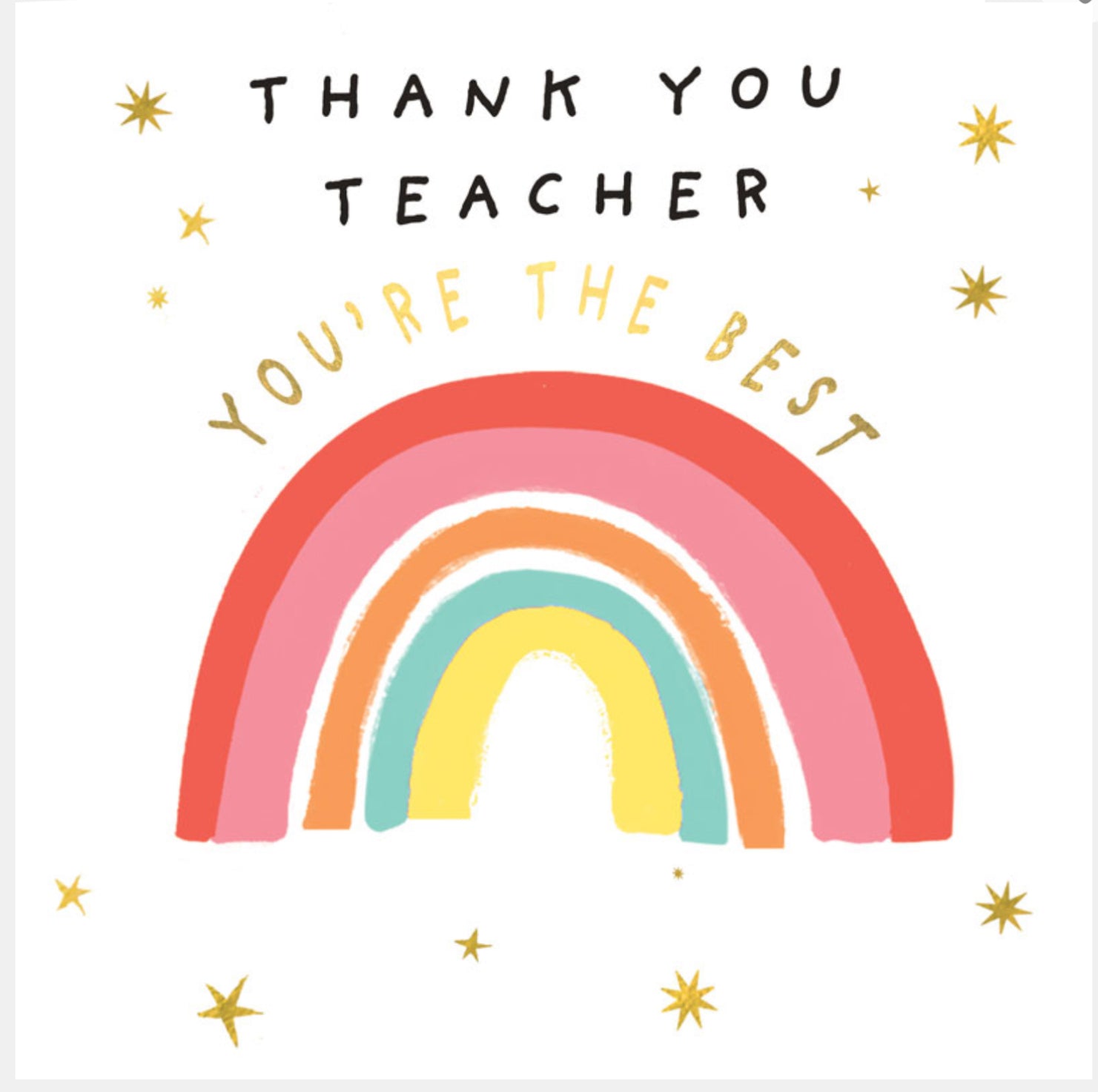 Thank You Teacher Card Rainbow