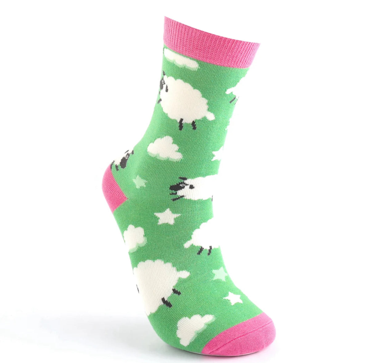 Miss Sparrow Sleepy Sheep Socks Grass Green