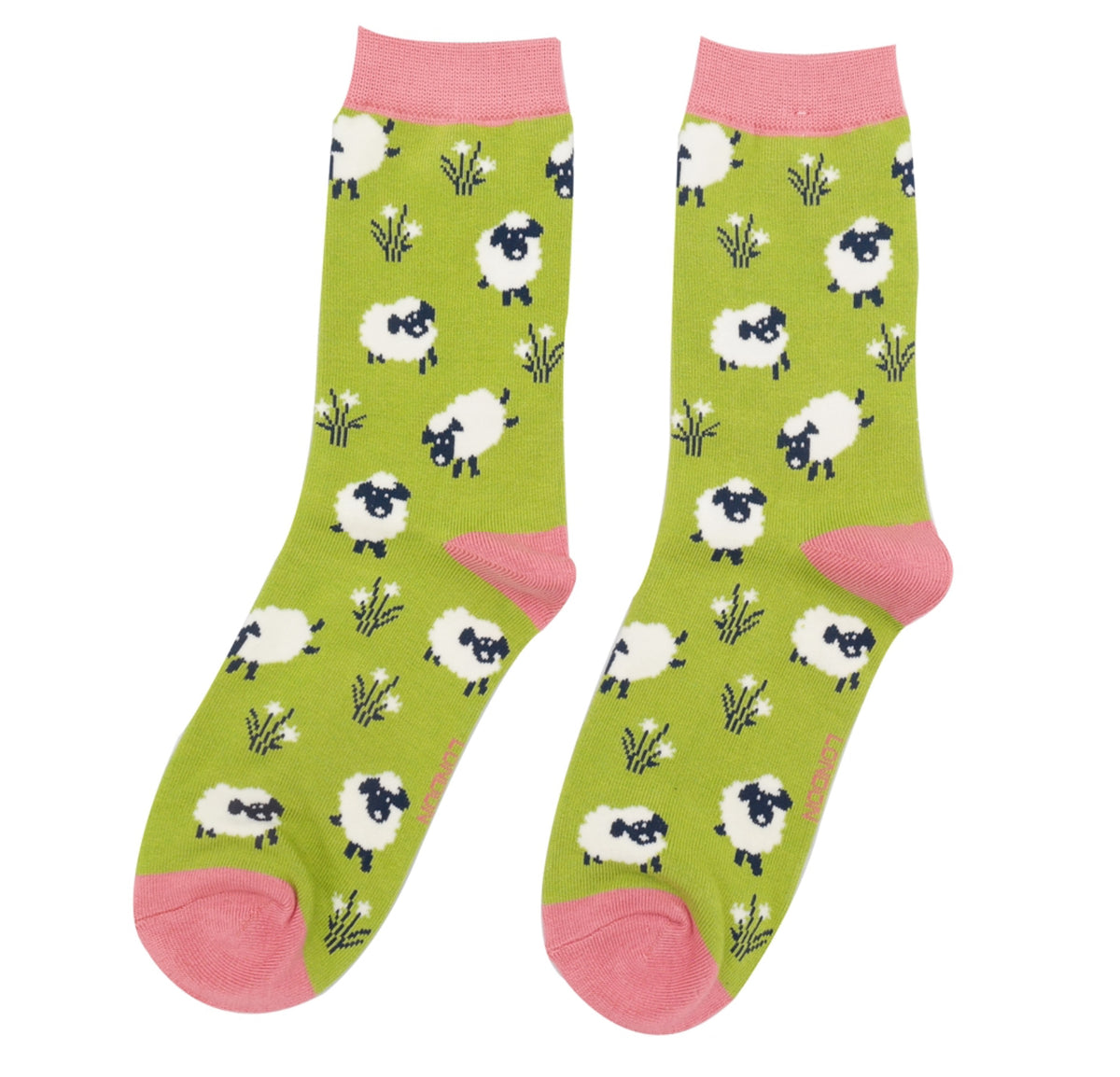 Miss Sparrow Leaping Sheep Socks Green