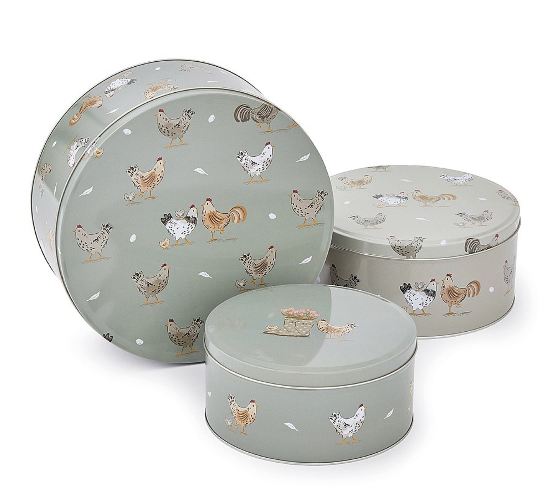 Cooksmart Hen House Lane Set Of 3 Printed Cake Tins