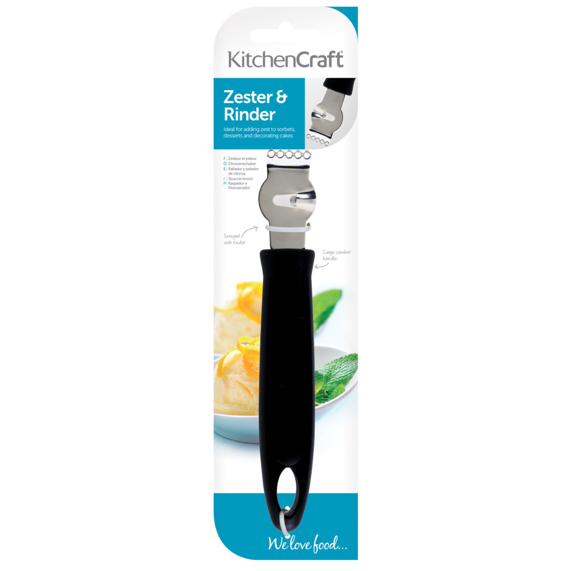 KitchenCraft Zester Black Handle Stainless Steel Blade