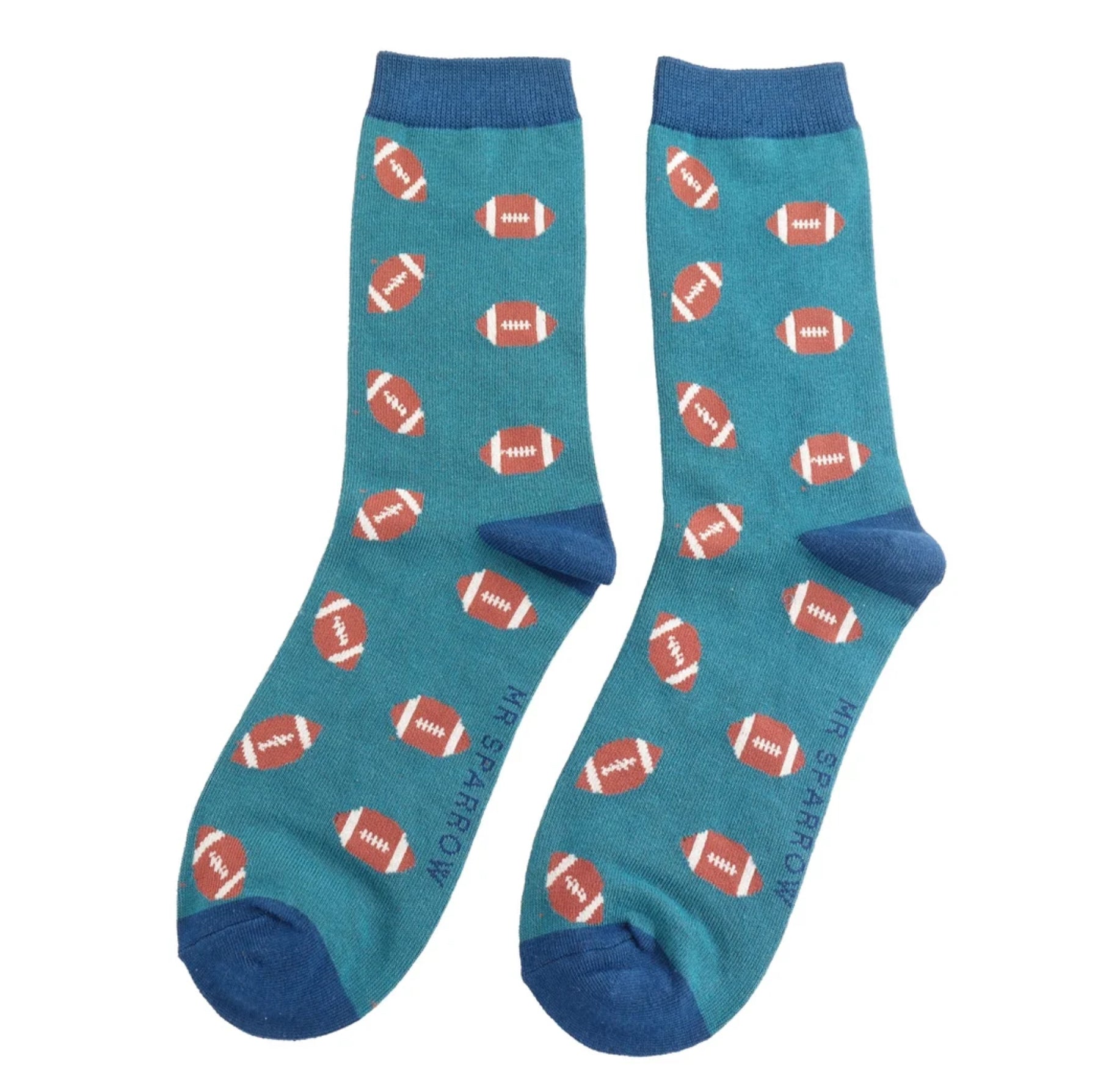 Mr Sparrow Rugby Balls Socks Teal