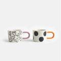 Caroline Gardner Set of 2 Espresso Mugs Hearts and Dots