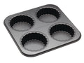 MasterClass Non Stick Four Hole Loose Base Fluted Mini Tartlet Pan