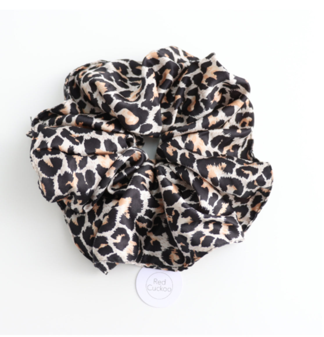 Oversized Leopard Print Scrunchie Beige