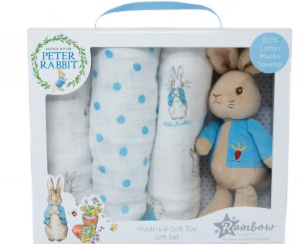 Peter Rabbit Soft Toy & Muslin Gift Set