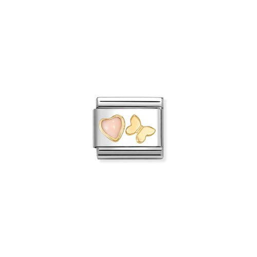 NOMINATION Classic Gold Pink Heart and Butterfly 030523/12