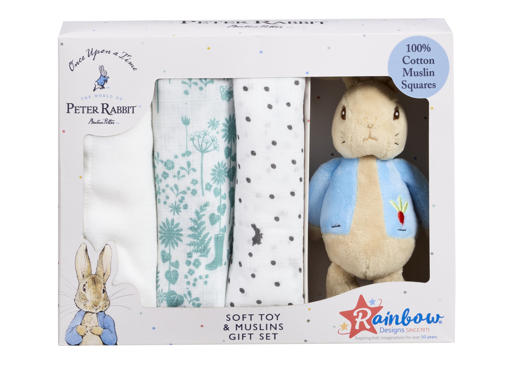 Peter Rabbit Muslin & Soft Toy Gift Set