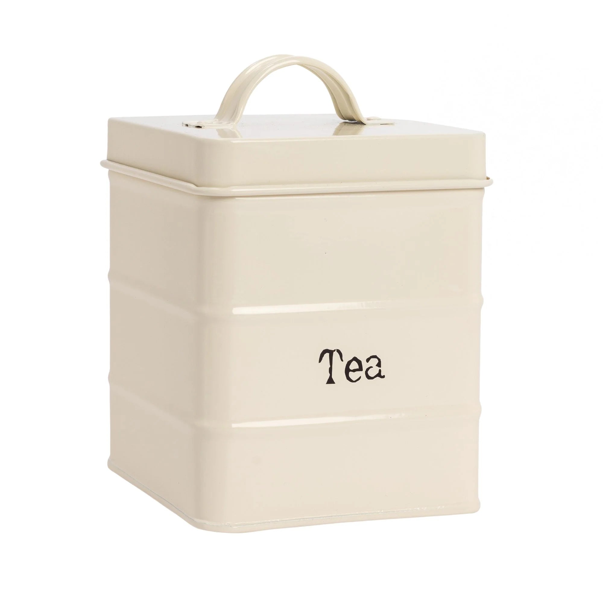 Vintage Metal Tea Canister Square Cream
