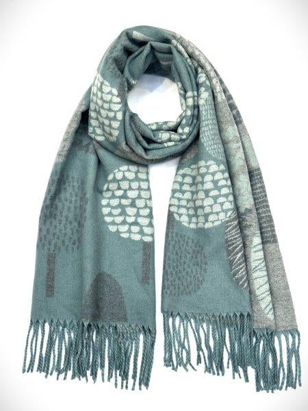 Eco Style Reversible Tree 24 Scarf Petrol Blue