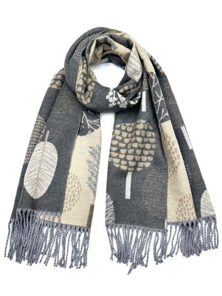 Eco Style Reversible Tree 24 Scarf Grey/ Camel