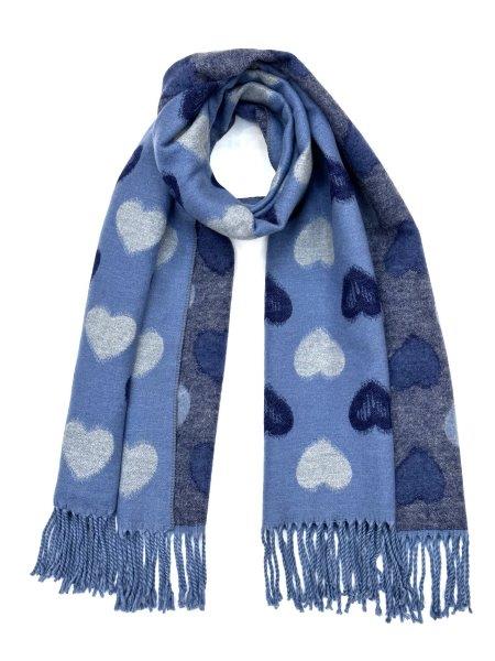 Eco Style Reversible Retro Heart Scarf Blue