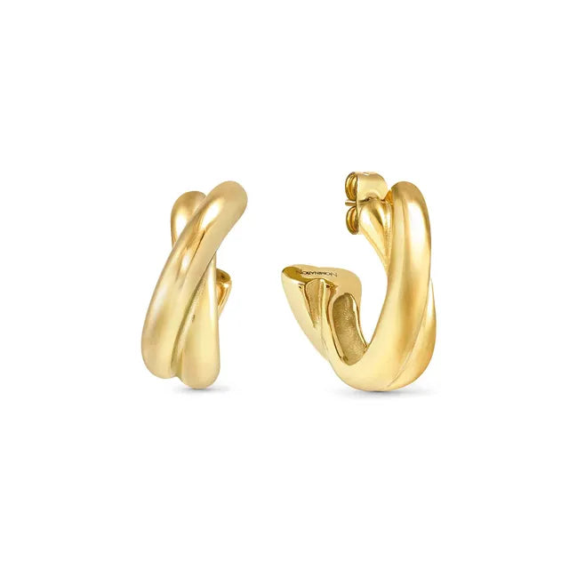 ECCLECTICA EARRINGS, CRISSCROSS HOOPS