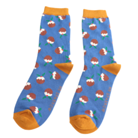 Mr Sparrow Christmas Puddings Socks Navy