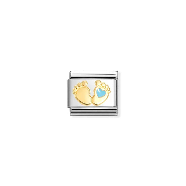 CHARM, COMPOSABLE LINK, BABY FEET,LIGHT BLUE HEART